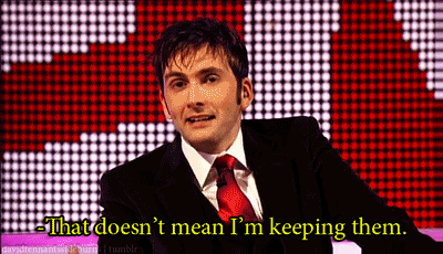 davidtennantssideburns:  On nicking Doctor Who Merchandise from the BBC offices.