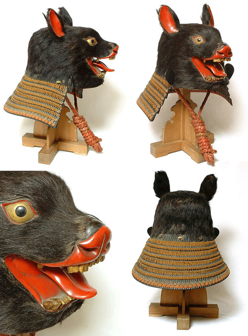 explodingrocks: Tetsu Yon Mari Kuma Gashira Harikake Kabuto. Muromachi Period.Bear head Kabuto. Cut