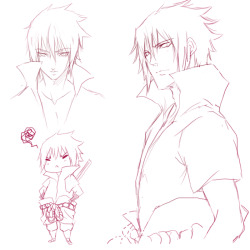 carrotcakebandit:   bleh. doodling cos i suck at lineart i actually like drawing sasuke’s stupid popped collar thingy lol  