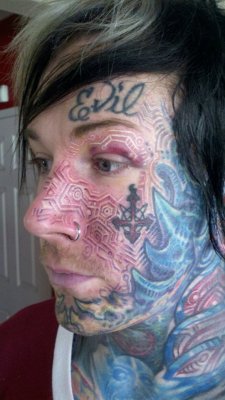 myownhell:  Chris’ white ink glyph face