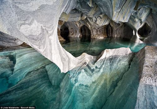 Marble Caves of Patagonia, Chile, 46°30′S 72°0′W The Marble Caves of Patagonia are beautiful vibrant