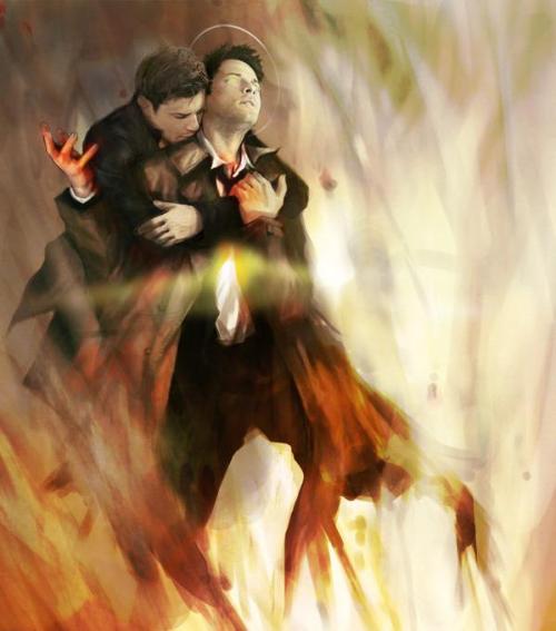 mysillylittlesoapbox:My favorite Dean/Castiel (Supernatural) fanart done by brilcrist (aka gikun)!