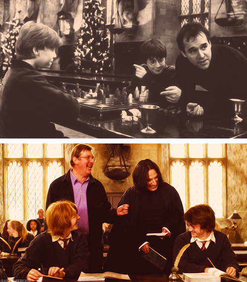 isaidnopeeking:Daniel Radcliffe and Rupert Grint with Chris Columbus, Mike Newell, Alfonso Cuaron an