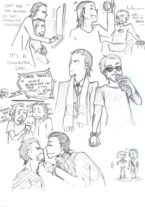 pepperonipotts:Tony/Loki Drawings