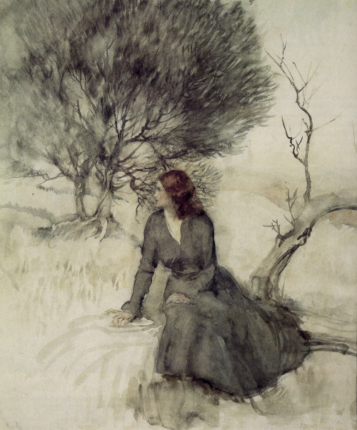 silenceformysoul: Arthur Rackham - Girl Beside A Stream, 1920 Arthur Rackham (1867-1939). English ar