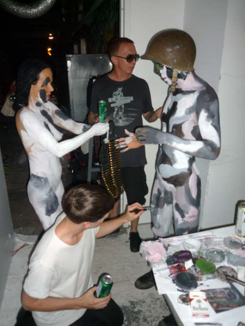 Makeup frenzy backstage at The Hole with Kembra, Bruce LaBruce, Gio, Neil and Carter