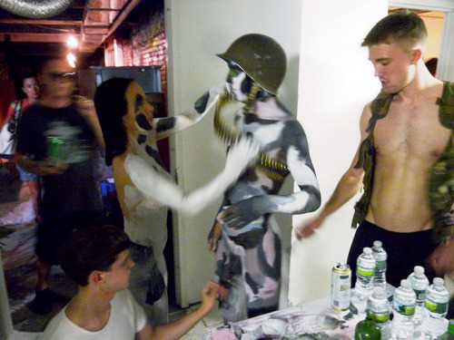 Makeup frenzy backstage at The Hole with Kembra, Bruce LaBruce, Gio, Neil and Carter