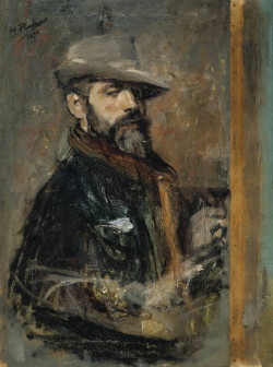 artistandstudio:Ignacio Pinazo Camarlench (Spanish), Self-Portrait (Young Man with a Hat).   Madrid, Prado.