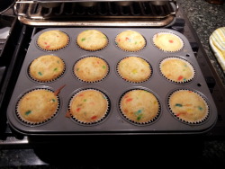 At the friends, bakin funfetti. Aww yeaahhh