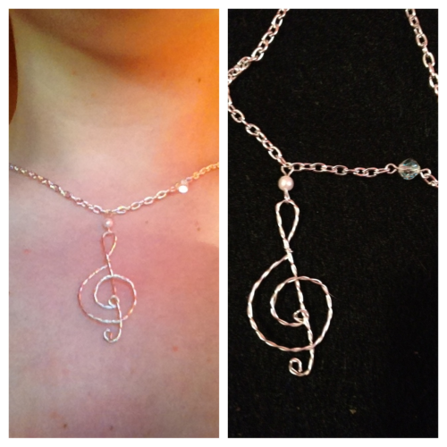 DIY Wire Wrapped Treble Clef from thisisyourdisaster. She wrote:My first wire wrap! It’s 