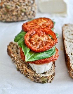 in-my-mouth:  Roasted Tomato Caprese Grilled Cheese with Balsamic Glaze 