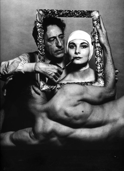 Philippe Halsman: French poet, artist and filmmaker Jean Cocteau with actress Ricki Soma and dancer 