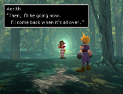 sesiyrus:  golden-shiny-aerith-of-hope:  Tell me lies Tell me sweet little lies ;_;  My favorite of all Aerith lines ;___; IT IS MY HEADCANON SHE WILL COME BACK ONEDAY YOU CANT TAKE THIS FROM ME 