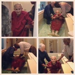felicidade-dependente:  inthatinstantwewerealive:  settheworld-onfire-forhim:  belllaaaxo-:  My 94 year old grandfather got baptized in Jesus’ name today!!!! Praise God!!!!!!!! #picstitch (Taken with instagram)  WOW, that is so amazing! :’)  Awwww