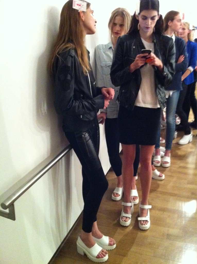 marquesalmeida:  Backstage SS12. The girls look so cool here with our shoes on. Rehearsal