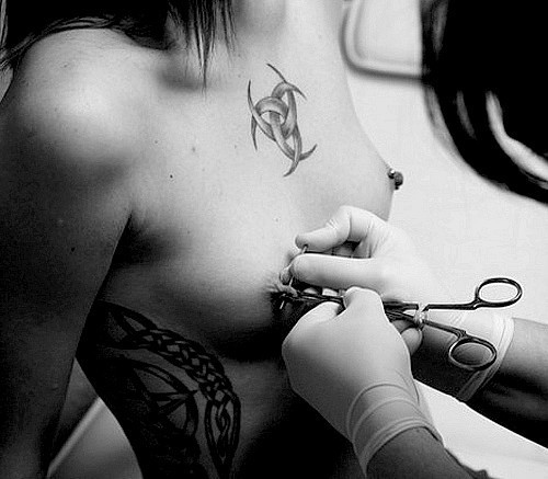 bestowmysubmissiveart: maybe.. I love the close up photo of my nipples being pierced (actually they&