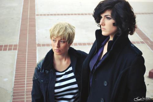 a-little-old-fashioned:Femlock and Jawn at A-kon 23!This cosplay was super easy and super fun. :) We