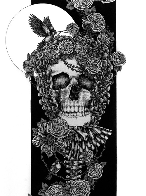 Purity | Pen and Ink | 22" x 15" For Hollow Thoughts: A Skull Show , opening on the 9th of