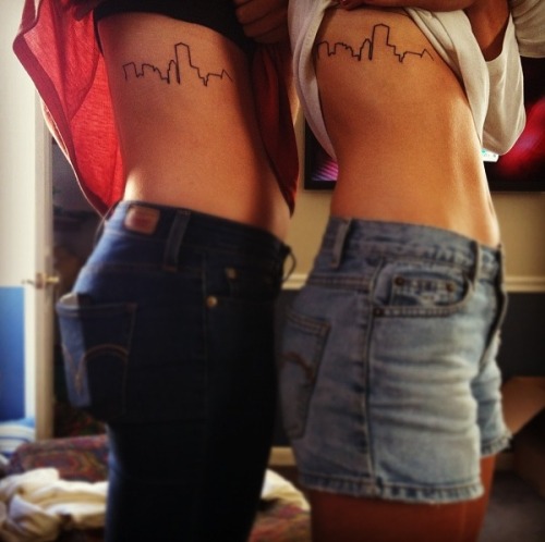 fuckyeahtattoos:
“ This is my best friend and I. Her dad and my dad roomed together in college and moved together to Baltimore City afterwards to raise their families, so we’ve known each other our whole lives and grew up together in Baltimore. Now,...