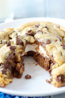    Giant Smores Stuffed Chocolate Chip Cookie