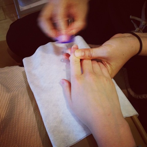 First manicure in my life, at the plane station. (Taken with Instagram at XpresSpa)