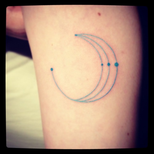 fuckyeahtattoos:
“ Taken the day I got it. It’s on my forearm, just below the crease in my elbow.
It’s a design created by my close friend, meant to represent the phases of the moon. Done by Kit at Live Fast Tattoo in Dublin Ireland
”