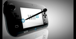 Wii U game pad front and back. It also includes gyroscope, camera, and rumble features.