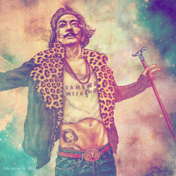 thestrutny:  Salvador Dalí as a Vampire Weekend fan? See the artwork of Fab Ciraolo Artist Fab Ciraolo has a fascination for mixing vintage with hip in his colorful illustrations. See more like Frida Kahlo as a Daft Punk fan, or The Wolfman trying to