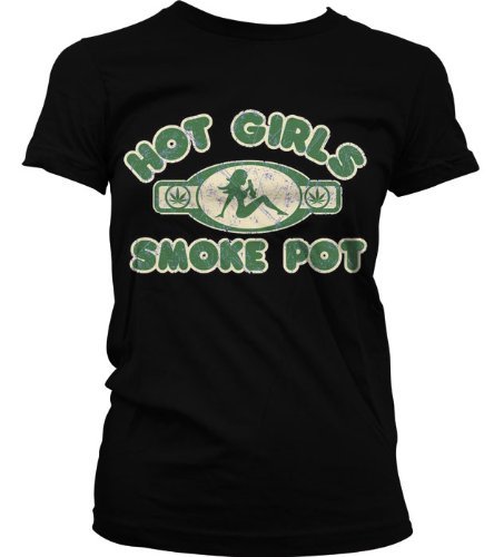 Hot Girls Smoke Pot Juniors T-shirt, Funny adult photos