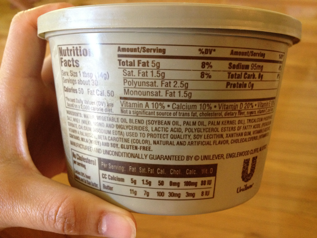 Can someone please explain to me why country crocks margarine spread has no listing of partially hydrogenated oil and yet, is solid at room temperature.
Margarine is solid and made through the process of hydrogenation which is adding hydrogen to...