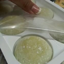 Green tea mochi. I save you for tomorrow. (Taken with instagram)