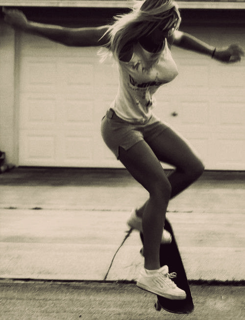 Sexy girl on skateboard