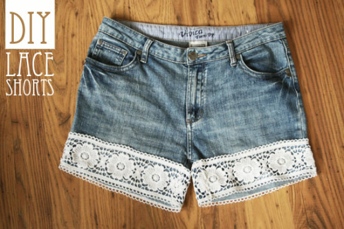 DIY Jeans to Lace Shorts Tutorial. I know a lot of people on Tumblr know how to do this because I se