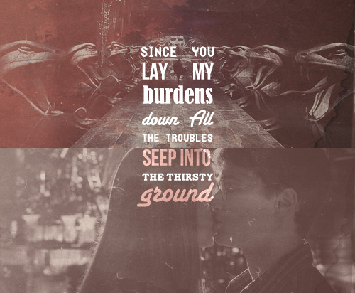 catestarks:  a song for a ship (Sexual and non-sexual) // Harry Potter and Ginny Weasley  When You Give Your Heart // Since you lay my burdens down all the troubles I been dragging down this trail seep into the thirsty ground. 