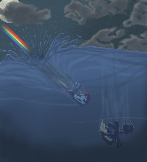 theponyartcollection:  Rainbow Dash saving Derpy by ~LethalNoodle
