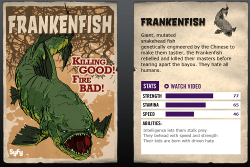 SyFy Movie Monsters Part 1 of 4 About a year or so ago, SyFy Channel had a sort of Monster tournament where you voted for your favorite of the SyFy Channel original monsters until only one was left as the fan favorite. The tournament was neat because
