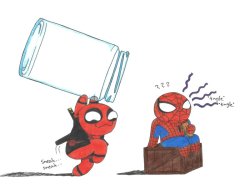 fuckyesdeadpool:  Spidey and the jar by ~Slavocracy 