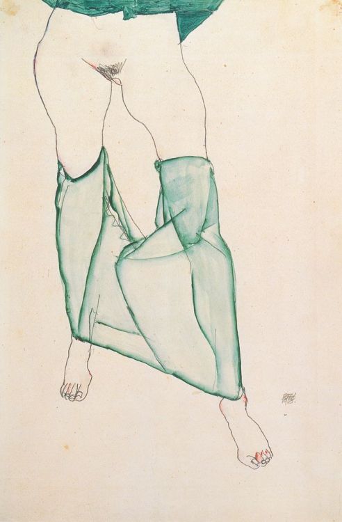 svell: Egon Schiele, Weiblicher Torso mit grüner Draperie, 1913.