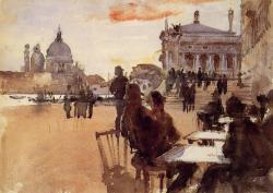 oilpaintinggallery:  Cafe on the Riva degli Schiavoni, Artist: John Singer Sargent. 