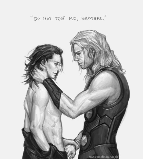 monstersofman:“For what I am capable of, I fear, I know not.“  He said, his voice a low rumbling.  Loki held his gaze wi