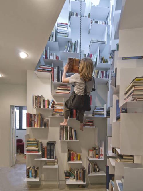 atavus - Inaccessible Stairwell Turns into an Awesome Book Shelf