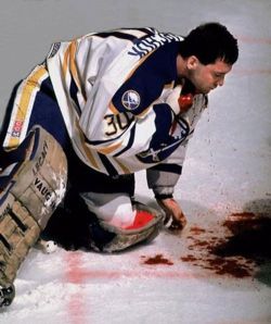 Clint Malarchuk sustained a life-threatening injury during a game when another player’s skate blade slashed his internal jugular vein.