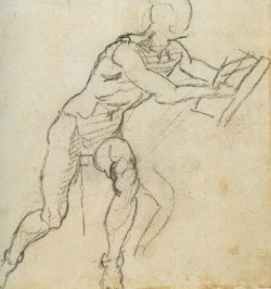 alunmabon:  Michelangelo (1475-1564) Drawing male nude 