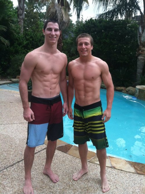 jockloverspics:  Love to dive in with these two I think blondie is the hottest, but something about 