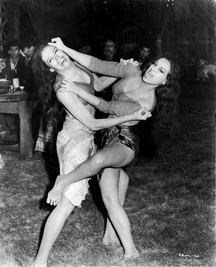 Martine Bestwick and Aliza Gur battle it out in the gypsy camp in the James Bond