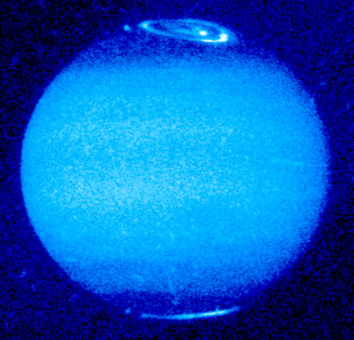 Ultraviolet images of auroras on Jupiter and Saturn. 