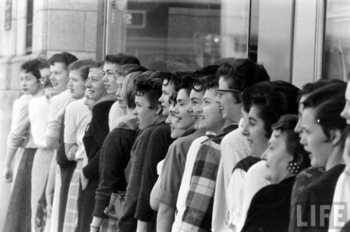 gogglesque: bustour: Young women getting Elvis haircuts, 1957. By Grey Villet / Life archives via Re