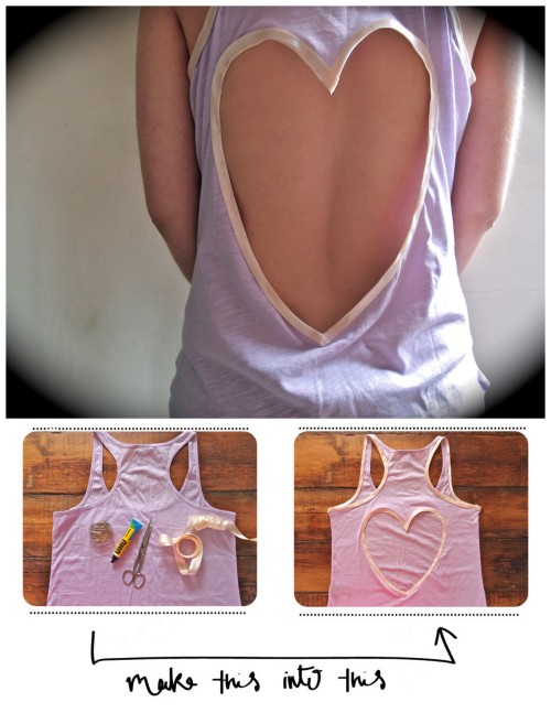 DIY No Sew Racer Back Tee with a Heart Tutorial. I&rsquo;d make this into some sort of beach coverup