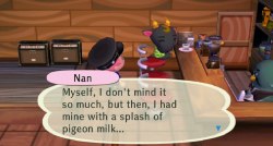 queerville-ac:  NAN THAT’S SO GROSS D:  Isn&rsquo;t pigeon milk basically vomit? I mean, I suppose it could be different in an animal-people world but all the alternatives are pretty disturbing as well&hellip;