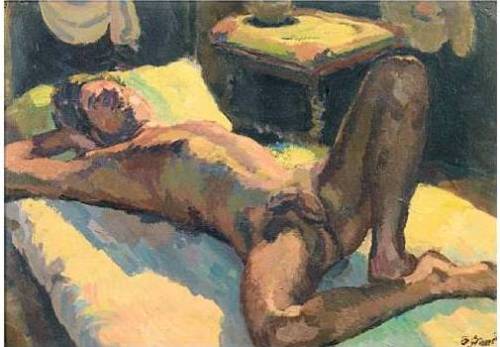 mrsramseysshawl:  Duncan Grant (British, 1885-1978), Reclining male nude  